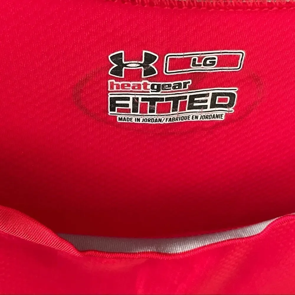 Men’ Under Armour HeatGear Red Long Sleeve fitted shirt Size L - Picture 5 of 6